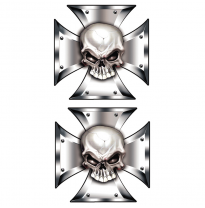 Set De Pegatinas Skull in Ironcross - 2x 8x8cm